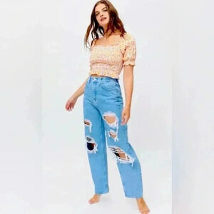 Urban Outfitters Daydreamer Floral Smocked Off The Shoulder Crop Top Size Large